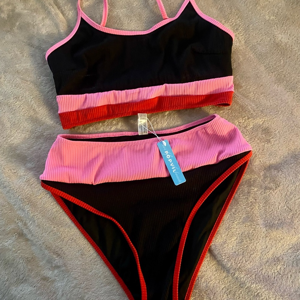 Pop Black and Pink Bikini Set